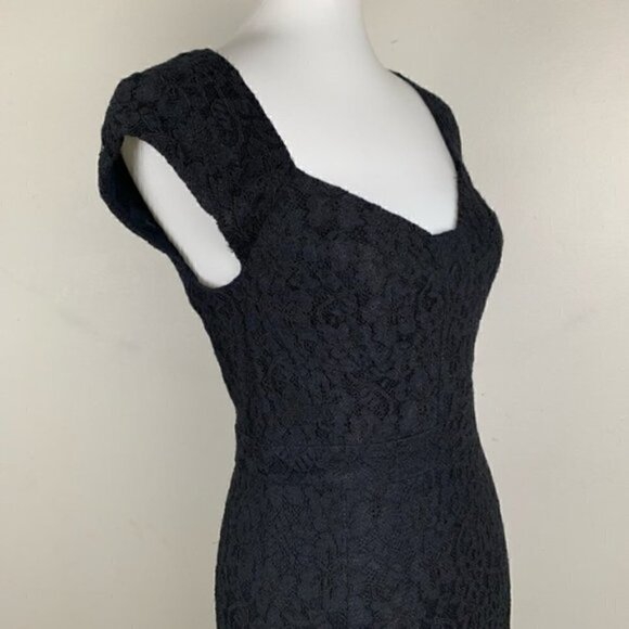 Diane von Furstenberg Dress 10 Katrina Lace Black Cocktail Luxury Event Wedding - Picture 5 of 11